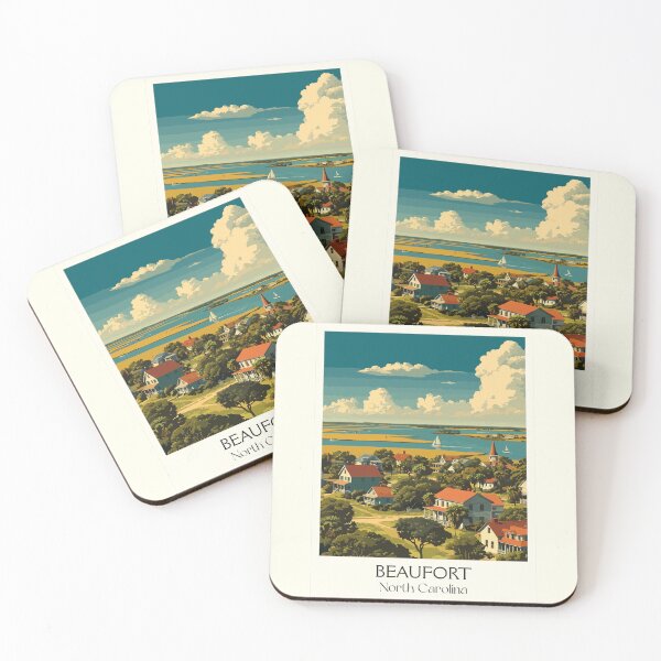 Item preview, Beaufort North Carolina Vintage Travel Art | Crystal Coast Harbor View designed and sold by TuncGK.