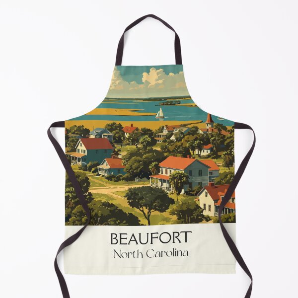 Item preview, Beaufort North Carolina Vintage Travel Art | Crystal Coast Harbor View designed and sold by TuncGK.