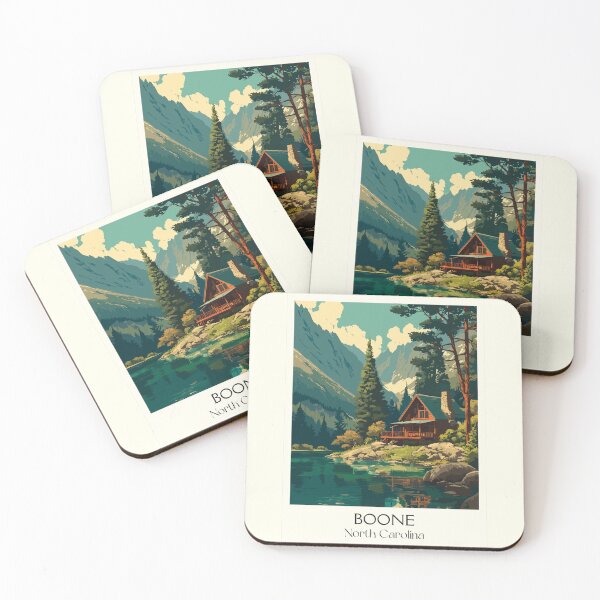 Item preview, Boone North Carolina Vintage Travel Art | Appalachian Mountain Cabin designed and sold by TuncGK.