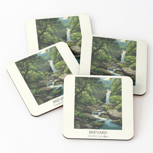 Item preview, Brevard North Carolina Retro Travel Art | Land of Waterfalls Illustration designed and sold by TuncGK.