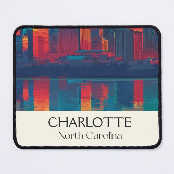 Item preview, Charlotte North Carolina Retro Travel Art | Queen City Skyline Illustration designed and sold by TuncGK.
