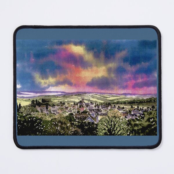 Item preview, Totnes from Harpers Hill(watercolour + AI) designed and sold by artsmeow.