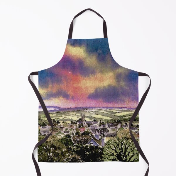 Item preview, Totnes from Harpers Hill(watercolour + AI) designed and sold by artsmeow.