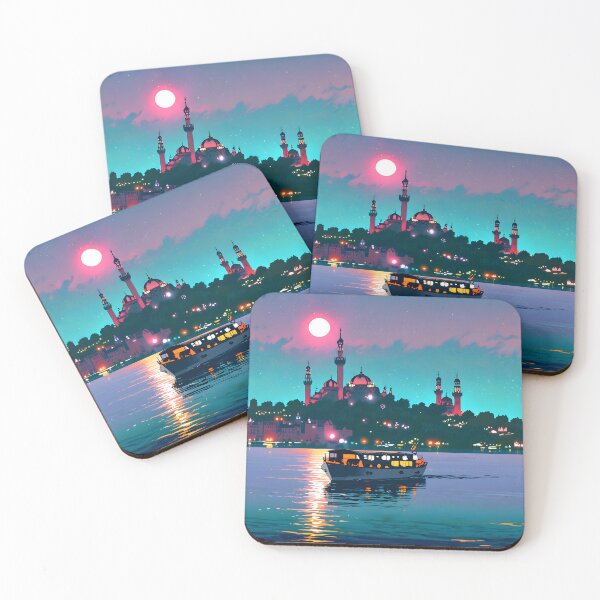 Item preview, Boat sailing in Asian city at night designed and sold by Ledsor.