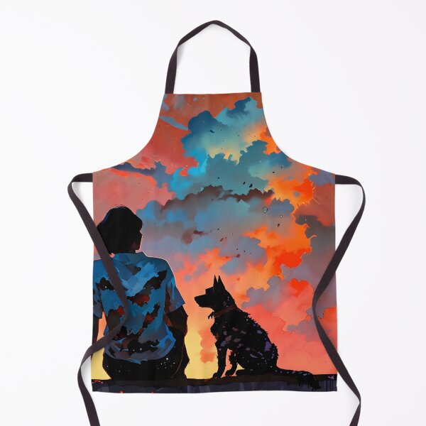 Item preview, Silhouettes of a boy and dog at sunset designed and sold by Ledsor.