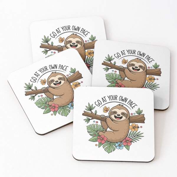 Item preview, Kawaii sloth relaxing with tropical motivational quote designed and sold by Covendy.