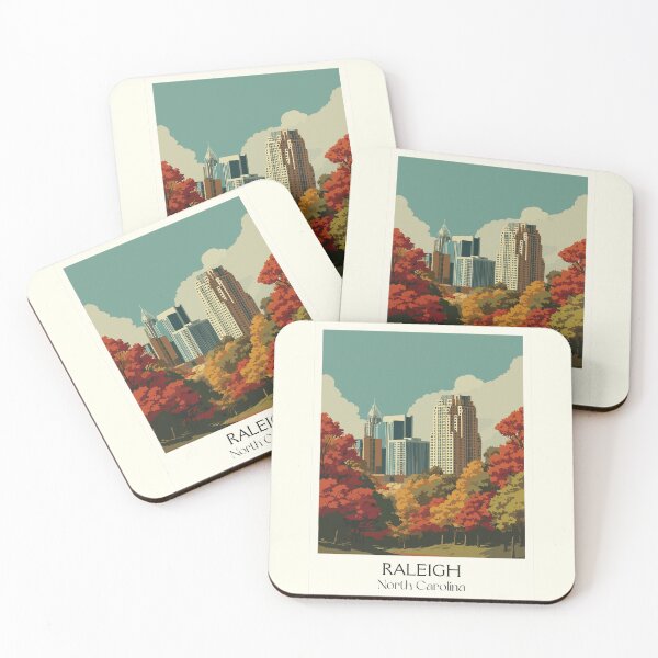 Item preview, Raleigh North Carolina Retro Travel Art | "City of Oaks" Autumn Skyline designed and sold by TuncGK.