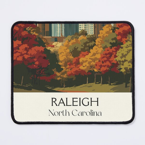 Item preview, Raleigh North Carolina Retro Travel Art | "City of Oaks" Autumn Skyline designed and sold by TuncGK.