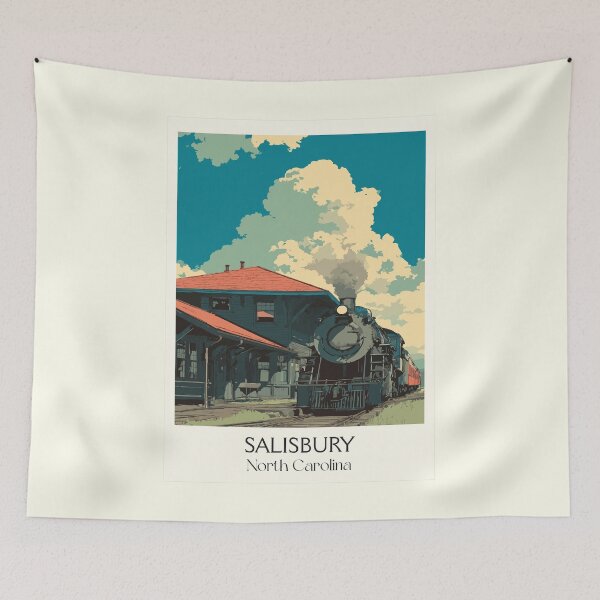 Item preview, Salisbury North Carolina Vintage Art | Historic Train Depot Illustration designed and sold by TuncGK.