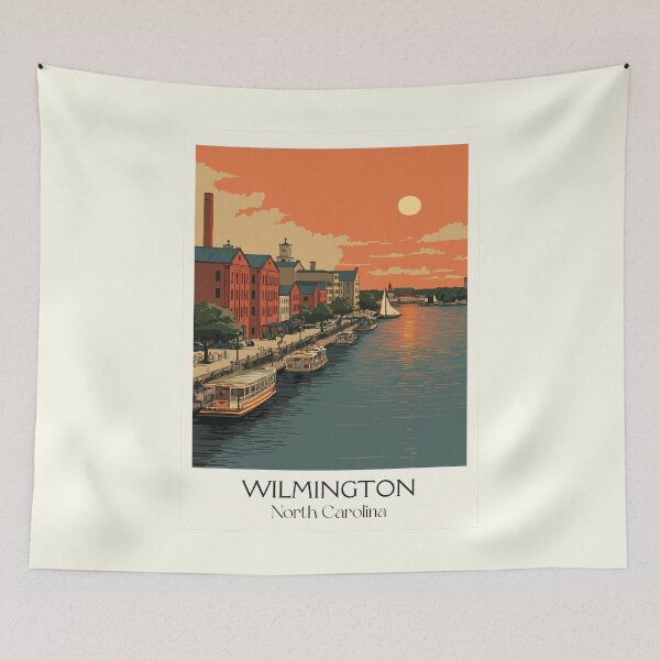 Item preview, Wilmington North Carolina Retro Art | Cape Fear Riverfront Illustration designed and sold by TuncGK.