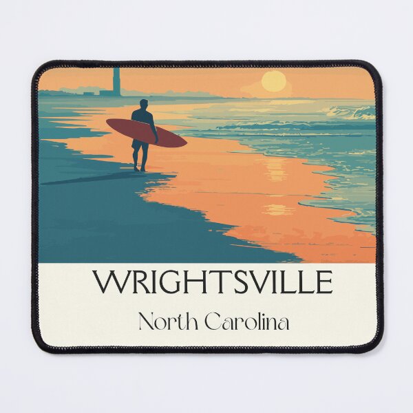 Item preview, Wrightsville Beach North Carolina Retro Art | Vintage Surfer Sunset Design designed and sold by TuncGK.
