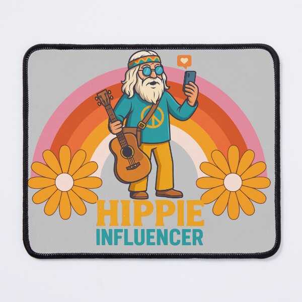 Item preview, Elderly White Hippie Influencer – Funny Retro Selfie Design designed and sold by Lunaria Arts.