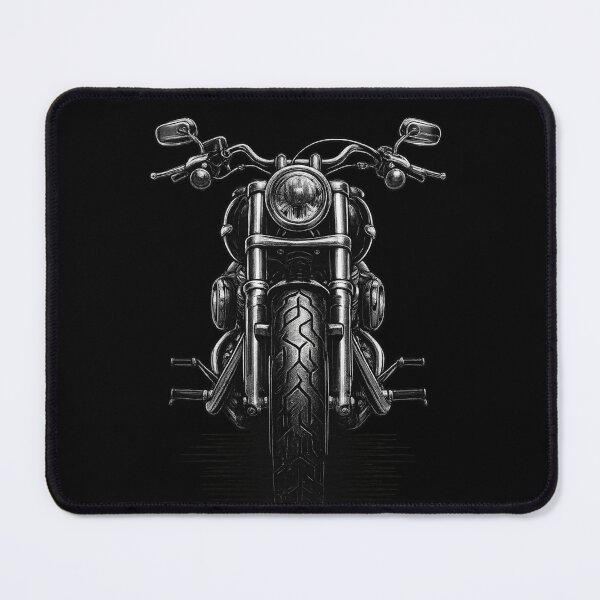 Item preview, Motorcycle Front View – Black & White Cruiser Illustration designed and sold by Neon Nightmare.
