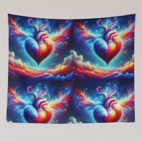 Item preview, Cosmic Duality Heart – Red and Blue Galaxy Fantasy Art designed and sold by EmeraldeaArt.