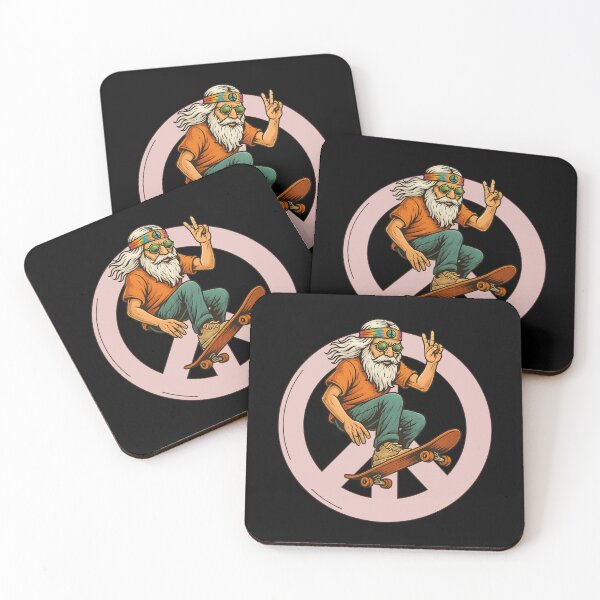 Item preview, Elderly White Hippie Skateboarder – Funny Retro Skater Design designed and sold by Lunaria Arts.