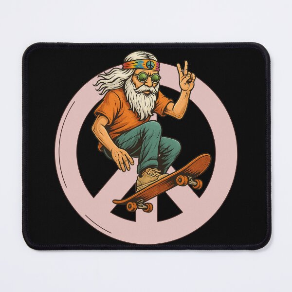 Item preview, Elderly White Hippie Skateboarder – Funny Retro Skater Design designed and sold by Lunaria Arts.