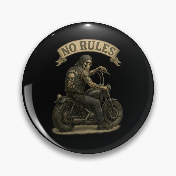 Item preview, No Rules Biker Skeleton – Rebel Motorcycle Art designed and sold by Neon Nightmare.