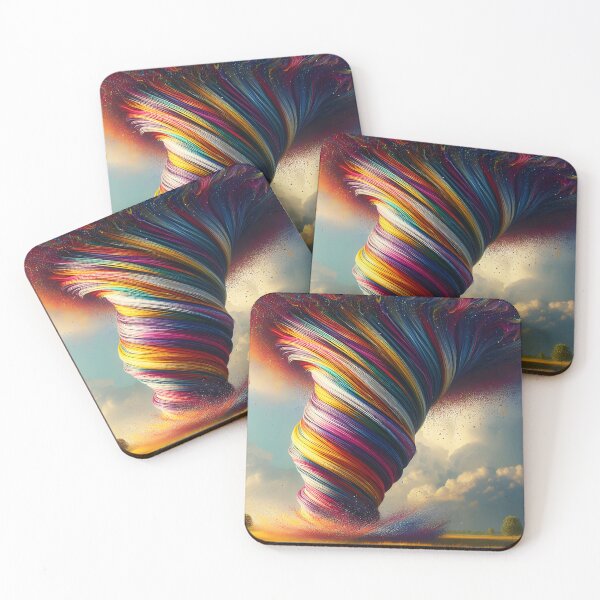 Item preview, Rainbow Ribbon Hurricane – Fantasy Landscape Art designed and sold by EmeraldeaArt.
