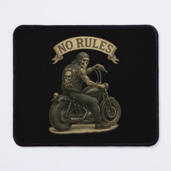 Item preview, No Rules Biker Skeleton – Rebel Motorcycle Art designed and sold by Neon Nightmare.