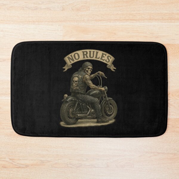 Item preview, No Rules Biker Skeleton – Rebel Motorcycle Art designed and sold by Neon Nightmare.