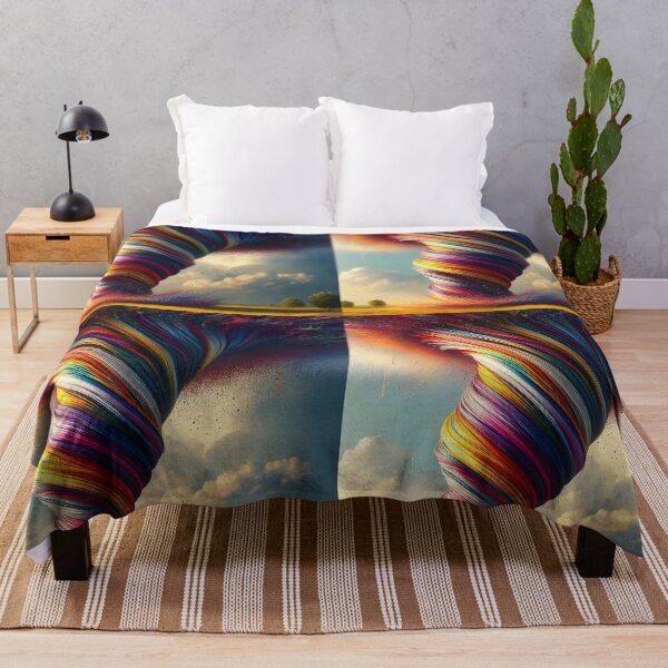 Item preview, Rainbow Ribbon Hurricane – Fantasy Landscape Art designed and sold by EmeraldeaArt.