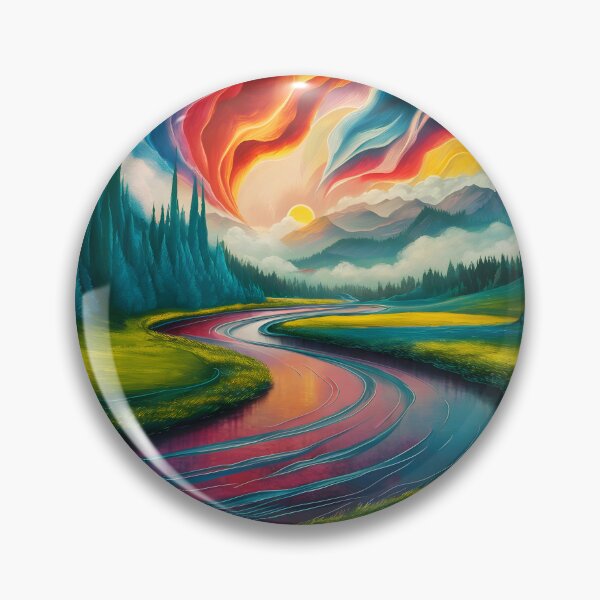Artikelvorschau, Mäandernder Fluss – Abstrakte Regenbogenwolkenlandschaft entworfen und verkauft von EmeraldeaArt.