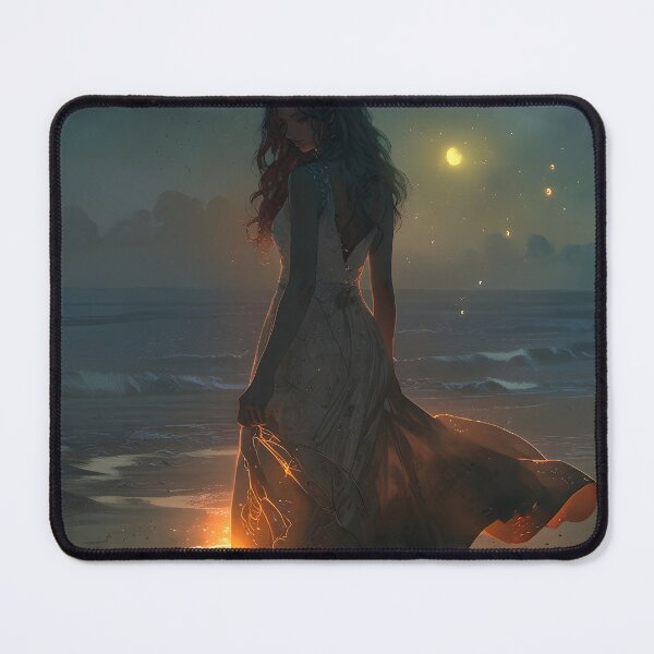 Item preview, Woman with her back turned on the beach at night designed and sold by Ledsor.