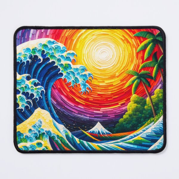 Item preview, Rainbow Sunset Wave – Impasto Style Seascape designed and sold by EmeraldeaArt.
