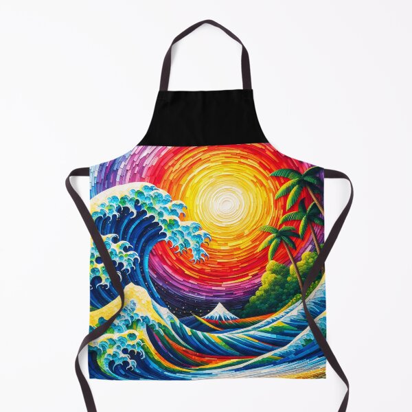 Item preview, Rainbow Sunset Wave – Impasto Style Seascape designed and sold by EmeraldeaArt.