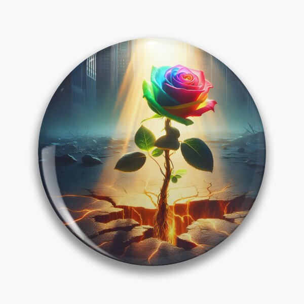 Item preview, Rainbow Rose in Concrete – Utopian Fantasy Art designed and sold by EmeraldeaArt.