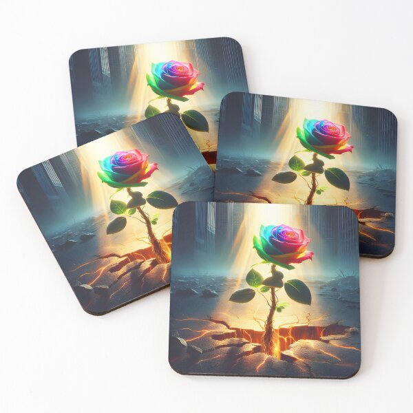 Item preview, Rainbow Rose in Concrete – Utopian Fantasy Art designed and sold by EmeraldeaArt.