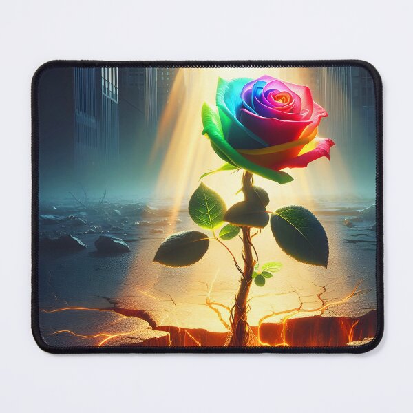 Item preview, Rainbow Rose in Concrete – Utopian Fantasy Art designed and sold by EmeraldeaArt.
