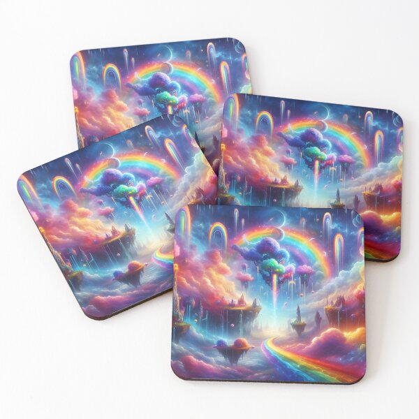 Item preview, Rainbow Cosmic Realm – Fantasy Floating Islands in the Galaxy designed and sold by EmeraldeaArt.