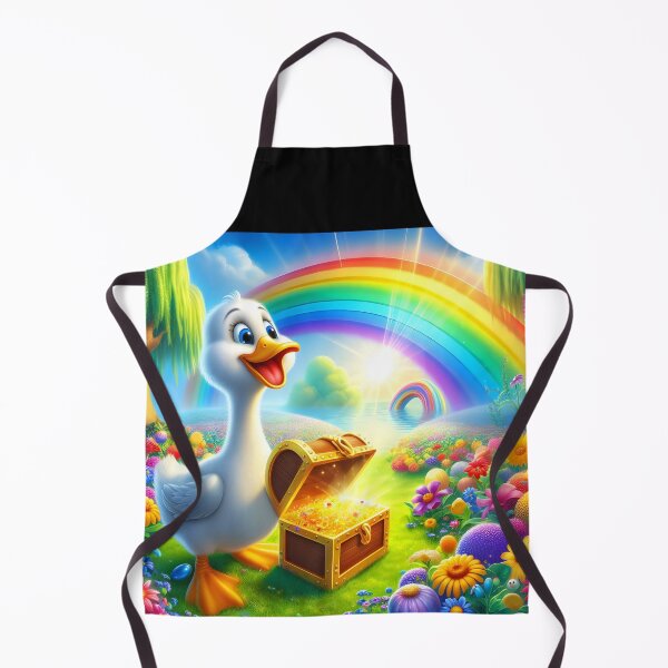 Item preview, Cute Cartoon Goose with Treasure Chest under Rainbow designed and sold by EmeraldeaArt.