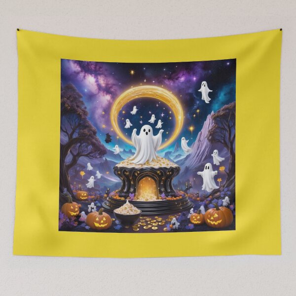 Item preview, Ghosts Floating Inside A Gold Circle And A Fire Underneath designed and sold by Melantari Vizuns.