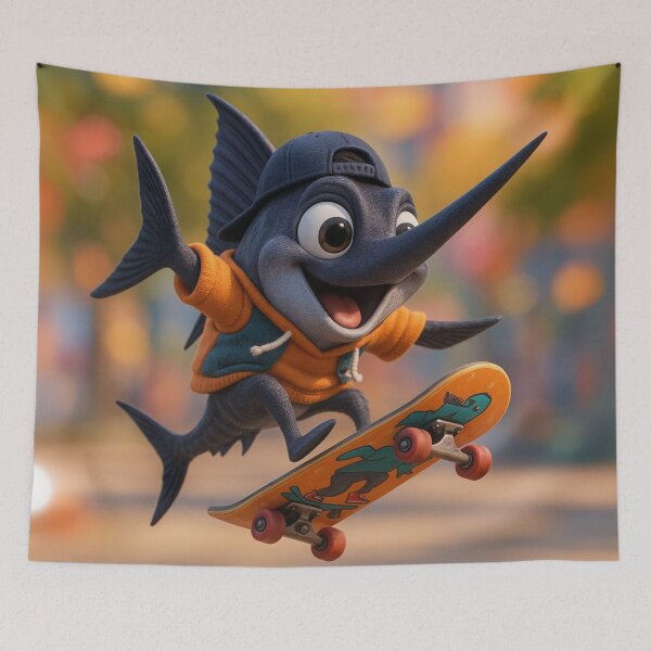 Item preview, Skater Black Marlin Fish designed and sold by Sillytoe.