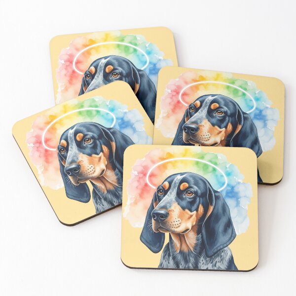 Item preview, Watercolor Basset Hound Portrait with Rainbow Halo designed and sold by Karina Creative Studio.