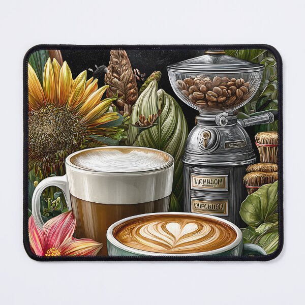 Item preview, Colorful Coffee Scene with Floral Elements and Grains designed and sold by Artessie.