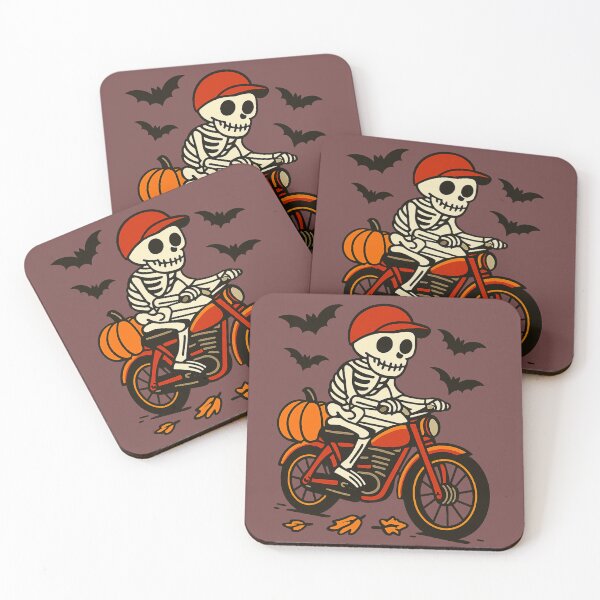 Item preview, Skeleton Rider – Autumn on Wheels.  Squelette Motard – Halloween en Feuilles designed and sold by Drawingshirts.