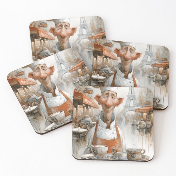 Item preview, Charming Parisian chef serves coffee at Café Paris designed and sold by Artessie.