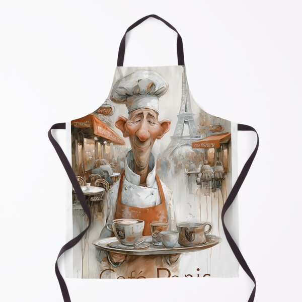 Item preview, Charming Parisian chef serves coffee at Café Paris designed and sold by Artessie.