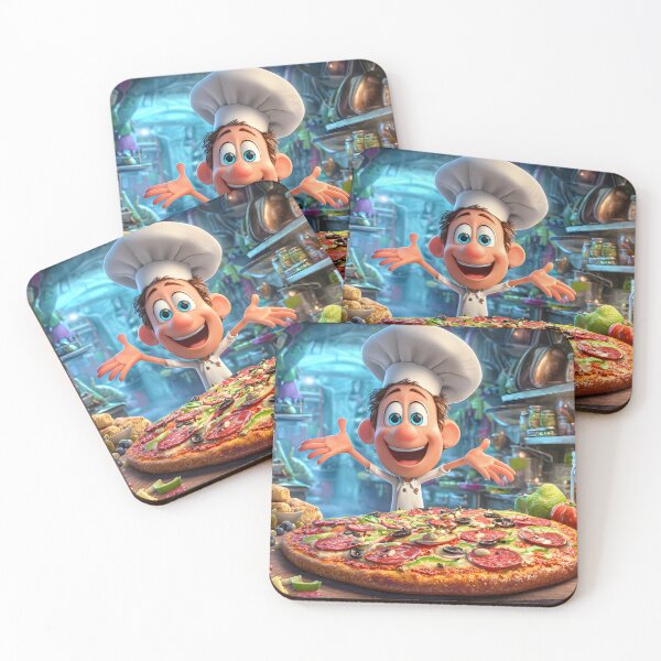 Item preview, Cheerful Chef with Delicious Pizza in a Kitchen designed and sold by Artessie.