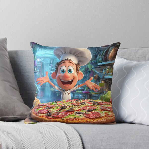 Item preview, Cheerful Chef with Delicious Pizza in a Kitchen designed and sold by Artessie.