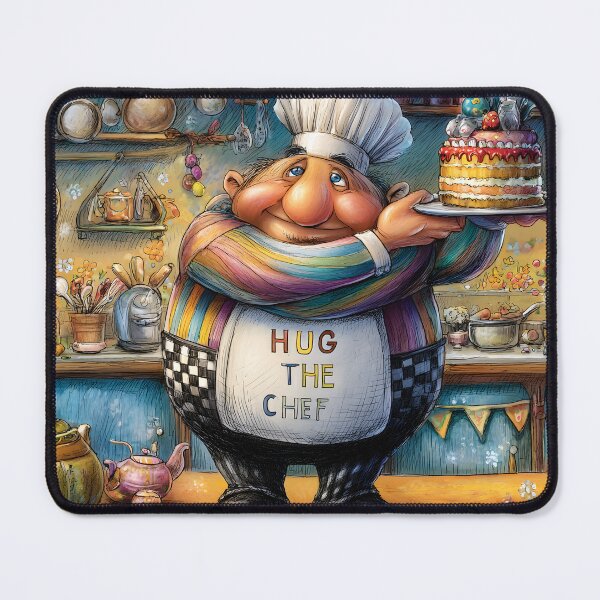 Item preview, Cheerful Chef in Colorful Kitchen with Cake Delight designed and sold by Artessie.