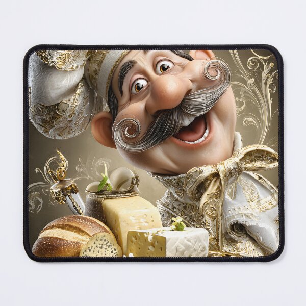 Item preview, Joyful chef presenting gourmet cheese selection designed and sold by Artessie.