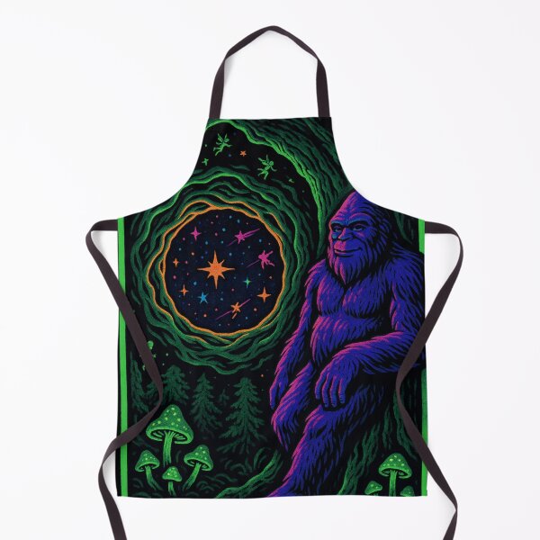 Aperçu de l'œuvre Affiche de la forêt psychédélique de Bigfoot avec lumière noire créée et vendue par CleverCulture.