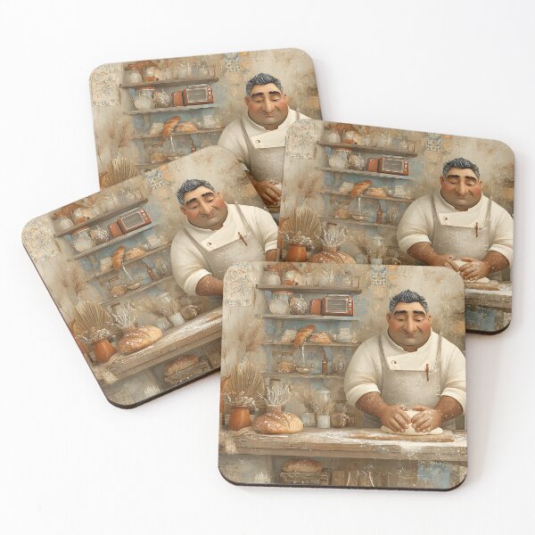 Item preview, Artisan Baker Preparing Dough in Cozy Bakery Scene designed and sold by Artessie.