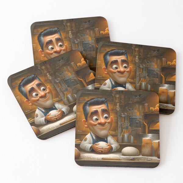 Item preview, Cheerful baker working with dough in bakery kitchen designed and sold by Artessie.