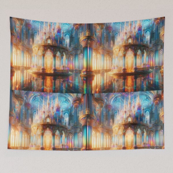 Item preview, Crystal Palace Interior – Glass Fantasy Architecture Illustration designed and sold by EmeraldeaArt.