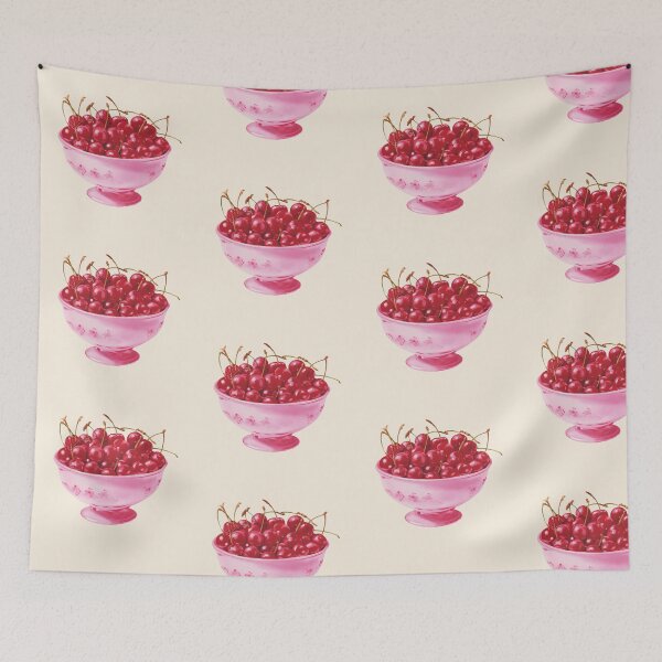 Item preview, Cherries in a bowl vintage print designed and sold by Temuri Studio.